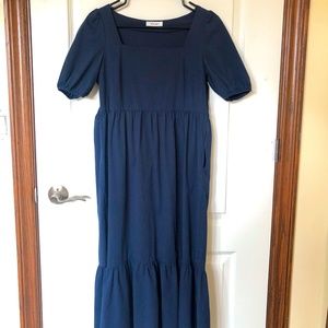 DM Fashion Cottage Core Square-Neck Midi Dress